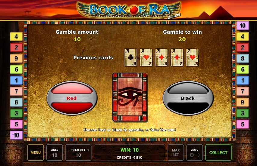 Nutzen Sie die Gamble-Funktion von Book of Ra Deluxe mit Bedacht