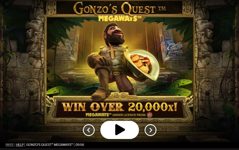 Gonzo wartet bei Gonzo’s Quest Megaways darauf, mit Ihnen in ein neues Abenteuer zu starten