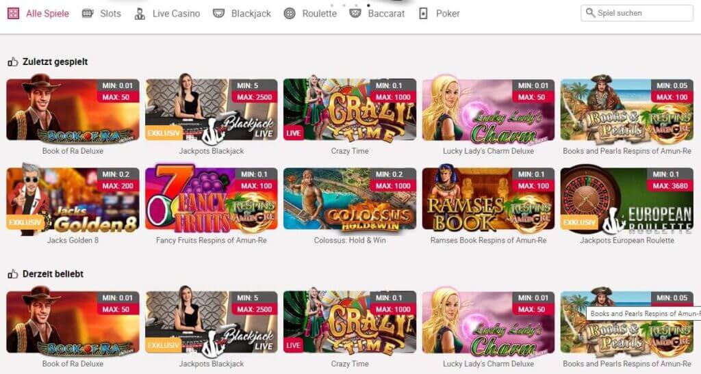 Jackpots.ch hat spannende Spiele in Hülle und Fülle zu bieten