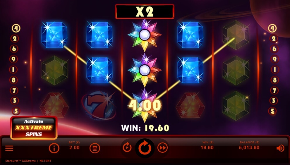 Das Weltall des Starburst XXXtreme Slots hat Gewinne des bis zu 200.000-Fachen Ihres Einsatzes zu bieten