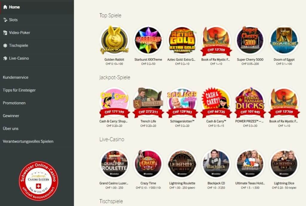 Die abwechslungsreiche Spielauswahl sorgt bei mycasino.ch für Unterhaltung