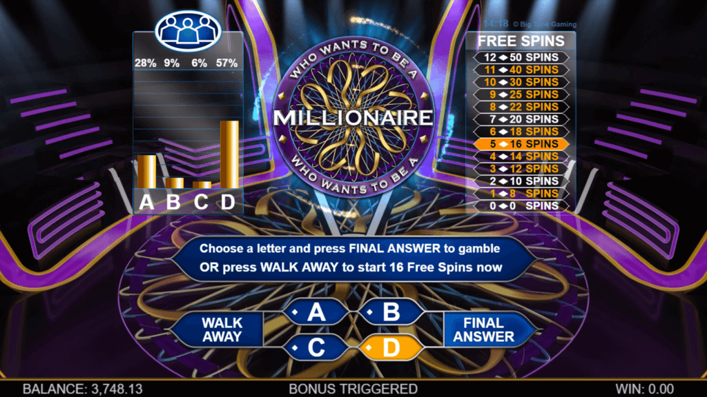 Who Wants to be a Millionaire Megaways Bonusrunde