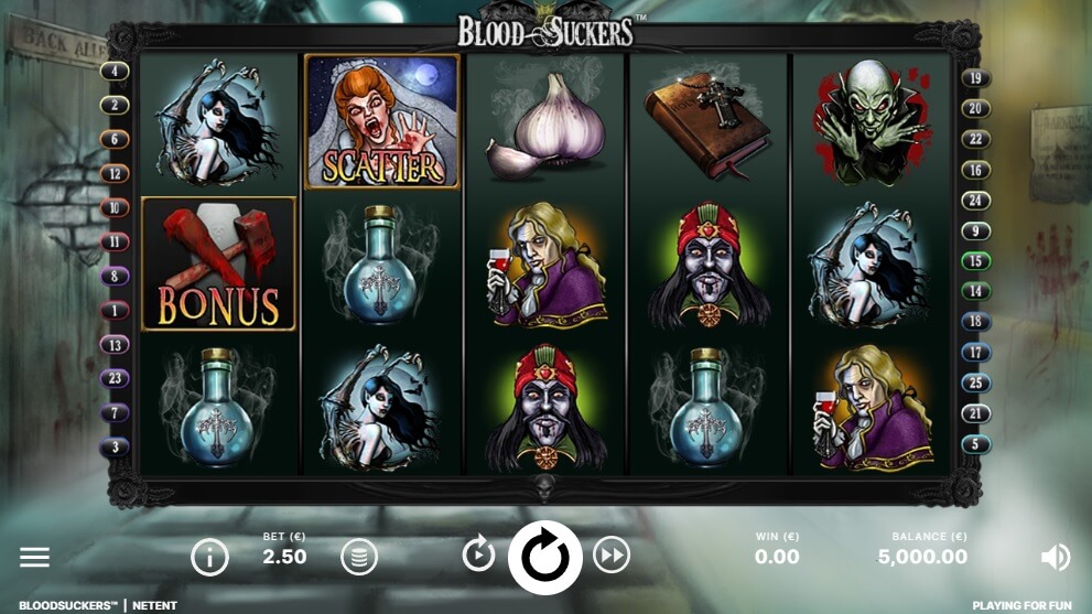 Lassen Sie sich auf den 5 Walzen und 3 Reigen des Blood Suckers Slots ja nicht beißen