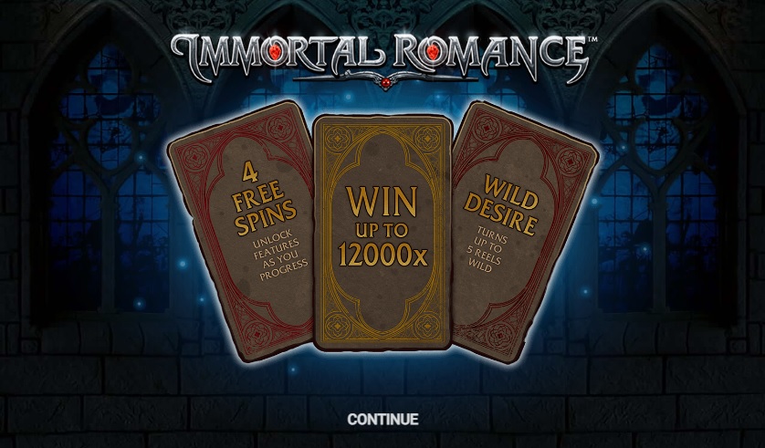 Immortal Romance von Microgaming hat Freispiele, Wilds und einen 12.150x max Gewinn zu bieten