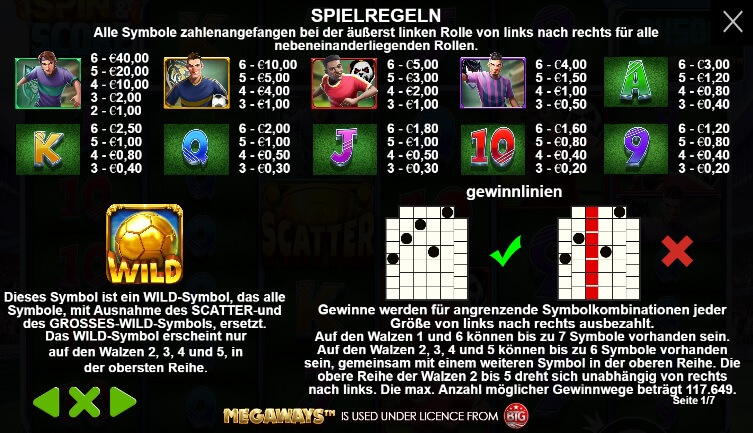 Spin & Score Megaways Spielregeln