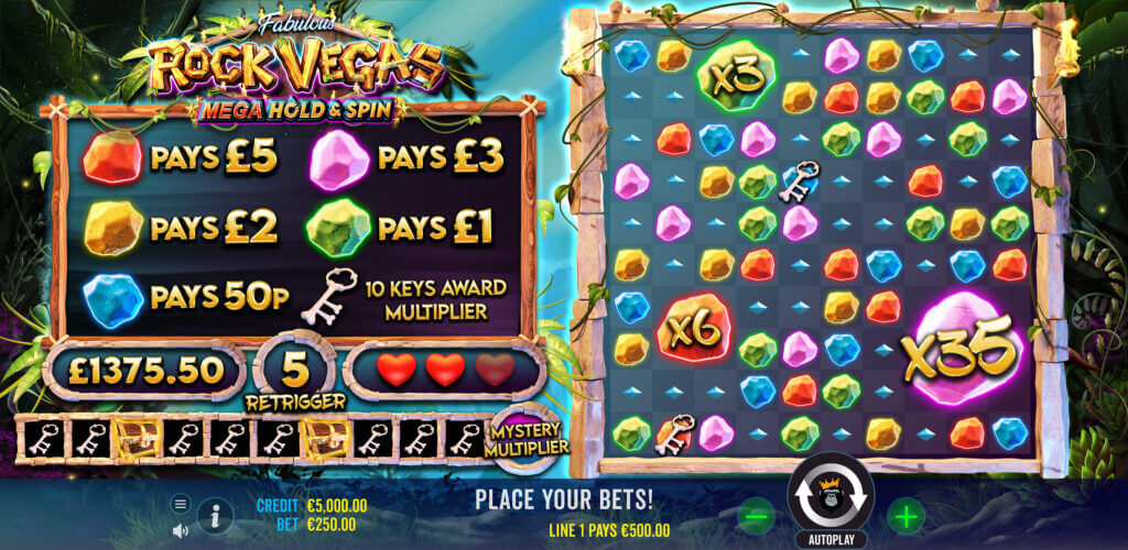 Das zentrale Feature bei Rock Vegas heisst Mega Hold & Win