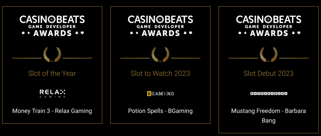 CasinoBeats Game Developer Awards - Slot of the Year, Slot to Watch, Slot Debut 2023