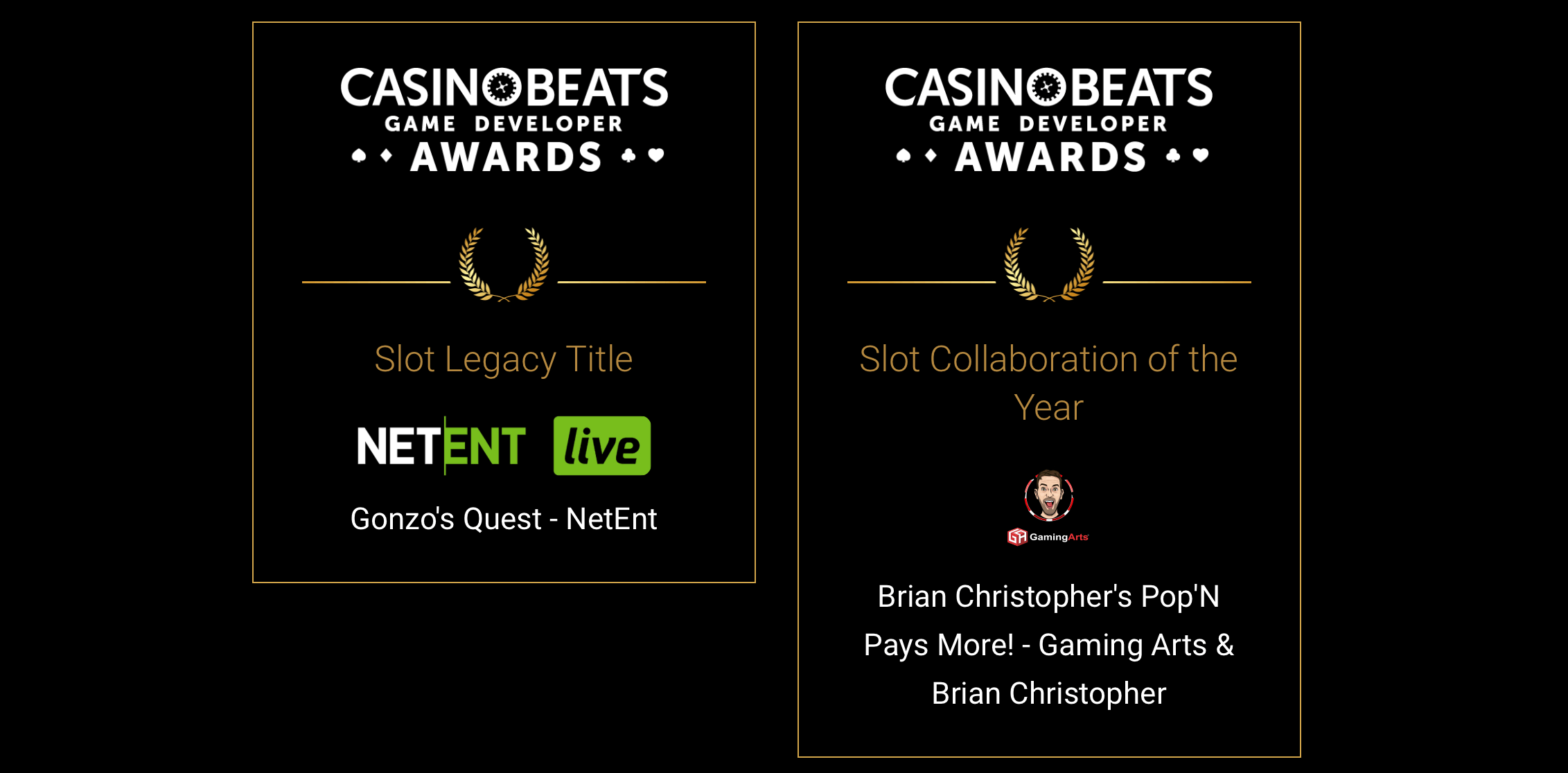 CasinoBeats Game Developer Awards - Slot Legacy Title & Slot Collaboration of the Year