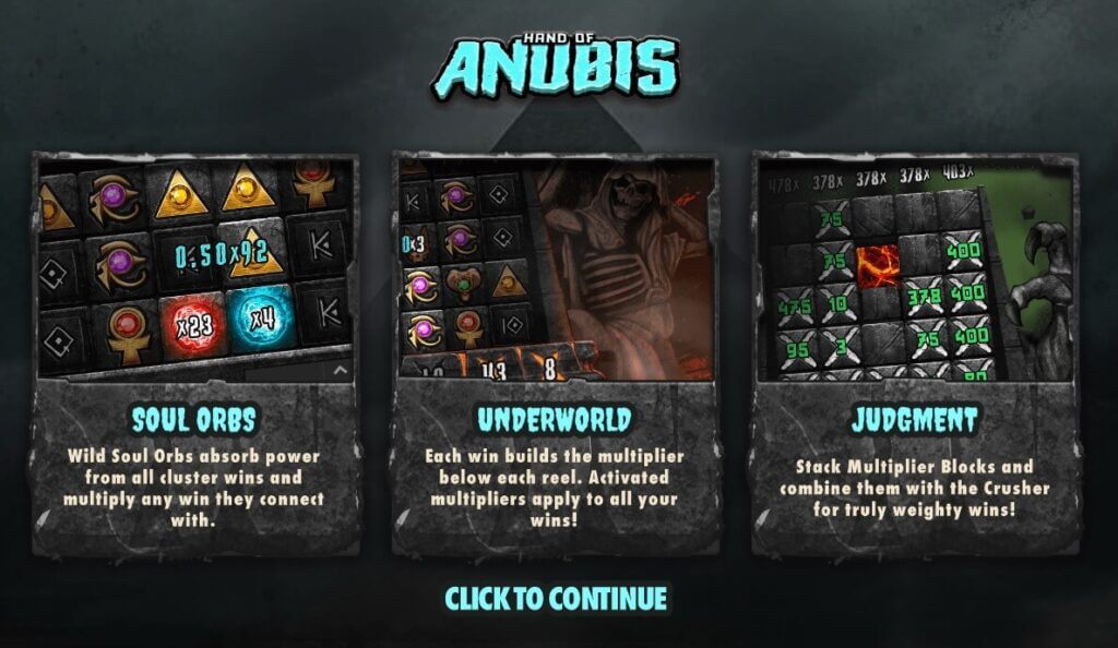 Die Hand of Anubis Spielfunktionen werden hier im Überblick dargestellt