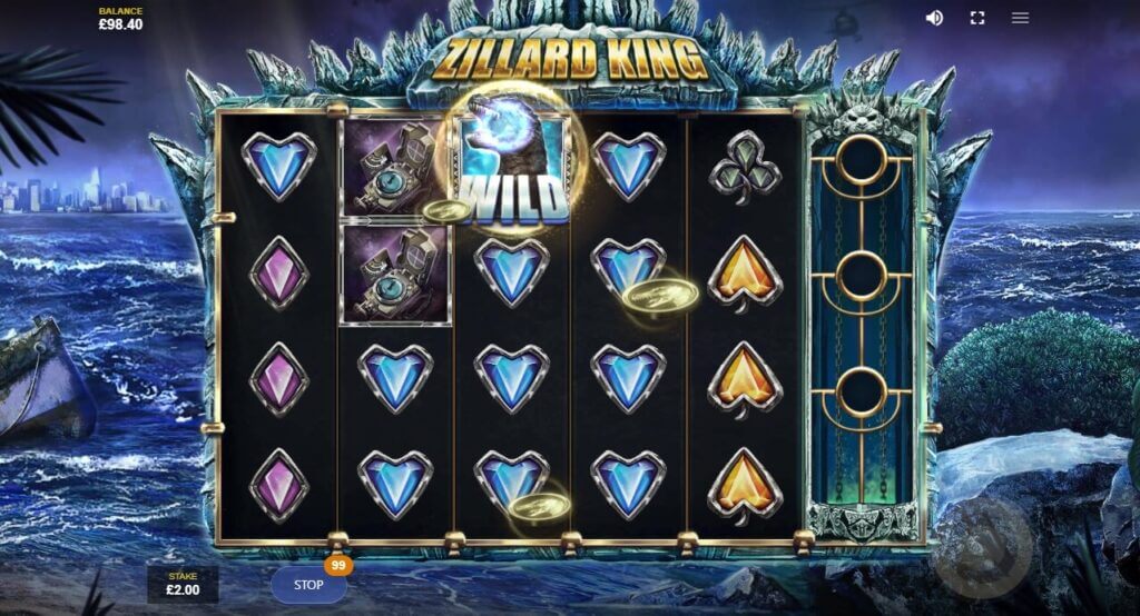 Die Goldmünzen des Zillard King Slots werden vom Wild eingesammelt