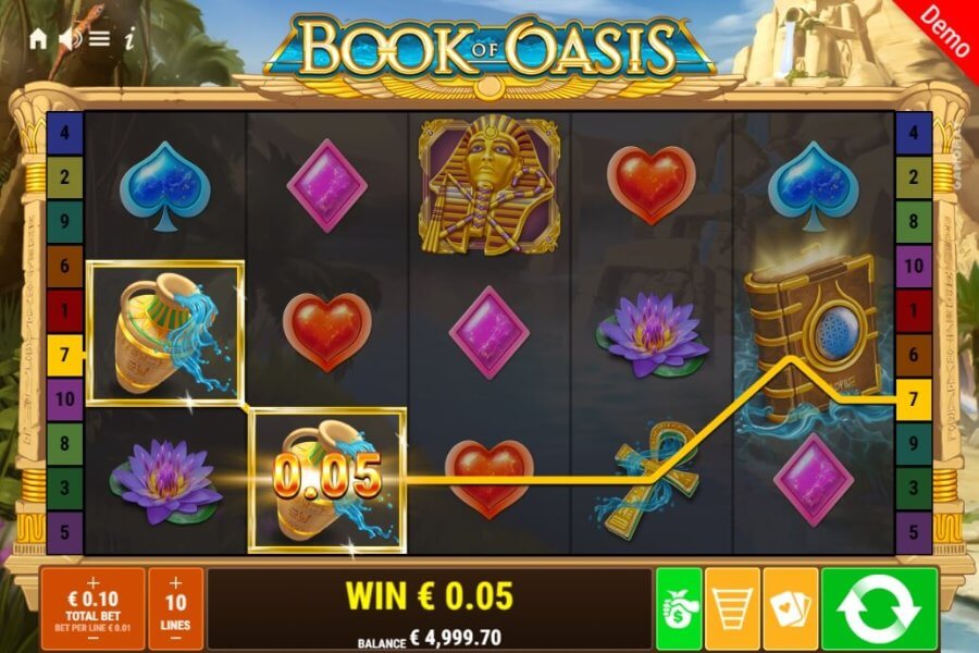 Sie können beim Book of Oasis Slot bis zu 10 Gewinnlinien aktivieren